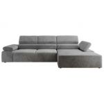 Narożnik z elektrycznym sterowaniem RILASSO L - strona prawa - jasnoszary, welwet