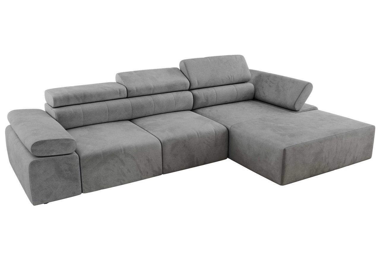 Narożnik z elektrycznym sterowaniem RILASSO L - strona prawa - jasnoszary, welwet