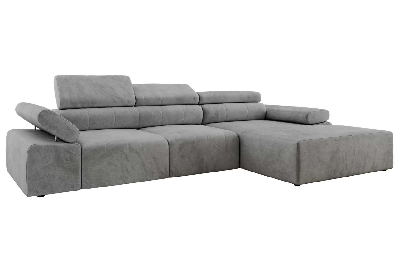 Narożnik z elektrycznym sterowaniem RILASSO L - strona prawa - jasnoszary, welwet