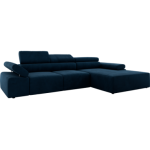 Narożnik z elektrycznym sterowaniem RILASSO L - strona prawa - ciemnoniebieski, welwet