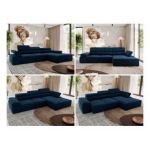 Narożnik z elektrycznym sterowaniem RILASSO L - strona prawa - ciemnoniebieski, welwet