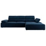Narożnik z elektrycznym sterowaniem RILASSO L - strona prawa - ciemnoniebieski, welwet