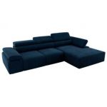 Narożnik z elektrycznym sterowaniem RILASSO L - strona prawa - ciemnoniebieski, welwet