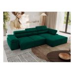 Narożnik z elektrycznym sterowaniem RILASSO L - strona prawa - ciemnozielony, welwet