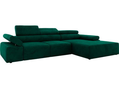 Narożnik z elektrycznym sterowaniem RILASSO L - strona prawa - ciemnozielony, welwet