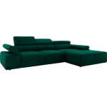 Narożnik z elektrycznym sterowaniem RILASSO L - strona prawa - ciemnozielony, welwet