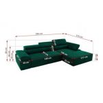 Narożnik z elektrycznym sterowaniem RILASSO L - strona prawa - ciemnozielony, welwet