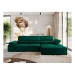 Narożnik z elektrycznym sterowaniem RILASSO L - strona prawa - ciemnozielony, welwet