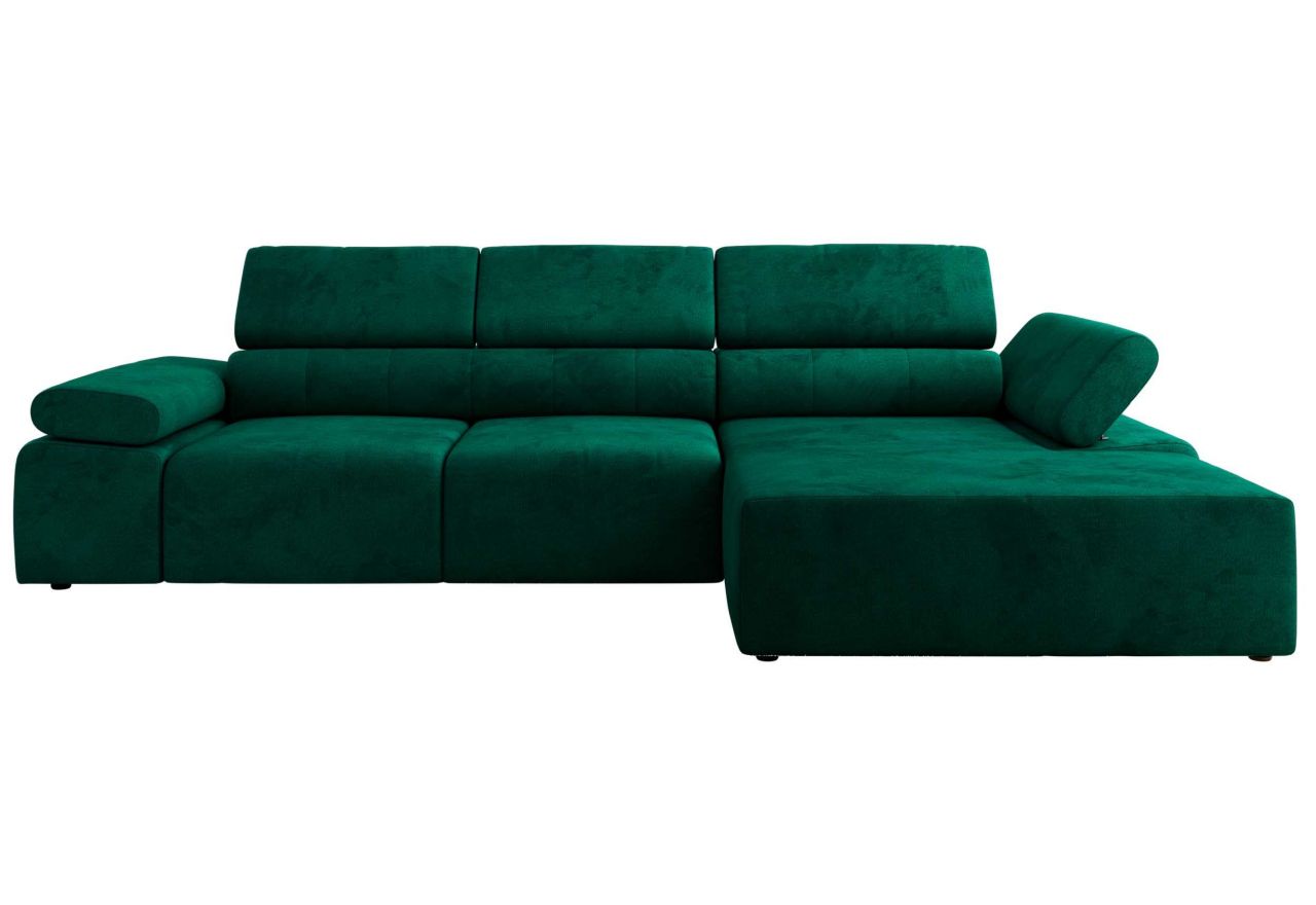 Narożnik z elektrycznym sterowaniem RILASSO L - strona prawa - ciemnozielony, welwet