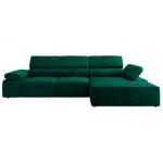 Narożnik z elektrycznym sterowaniem RILASSO L - strona prawa - ciemnozielony, welwet