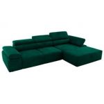 Narożnik z elektrycznym sterowaniem RILASSO L - strona prawa - ciemnozielony, welwet
