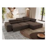 Narożnik z elektrycznym sterowaniem RILASSO L - strona prawa - brązowy, welwet