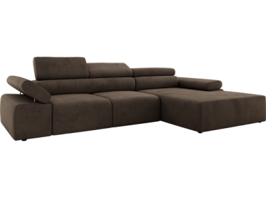 Narożnik z elektrycznym sterowaniem RILASSO L - strona prawa - brązowy, welwet
