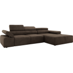 Narożnik z elektrycznym sterowaniem RILASSO L - strona prawa - brązowy, welwet