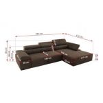 Narożnik z elektrycznym sterowaniem RILASSO L - strona prawa - brązowy, welwet