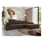 Narożnik z elektrycznym sterowaniem RILASSO L - strona prawa - brązowy, welwet