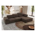 Narożnik z elektrycznym sterowaniem RILASSO L - strona prawa - brązowy, welwet