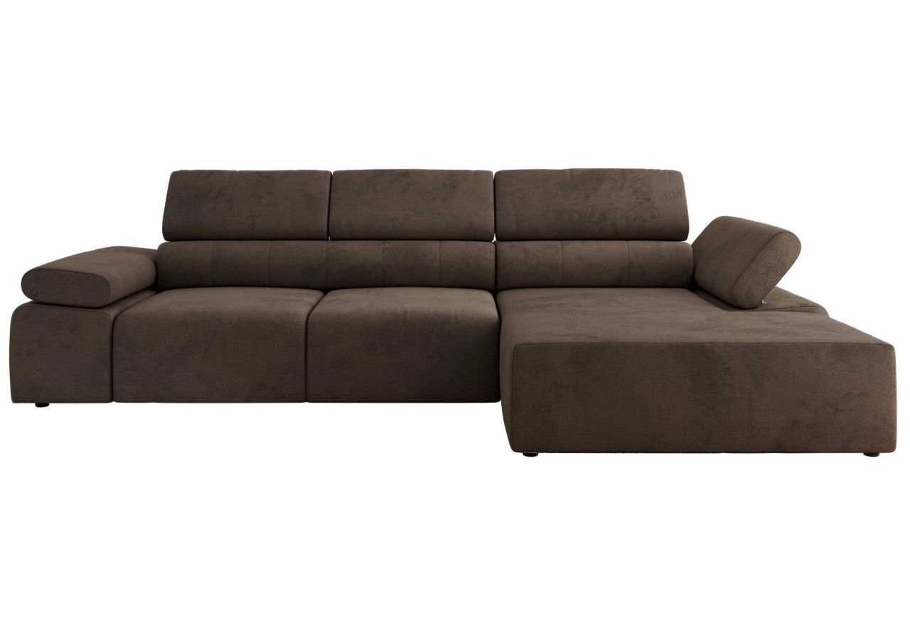 Narożnik z elektrycznym sterowaniem RILASSO L - strona prawa - brązowy, welwet