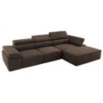 Narożnik z elektrycznym sterowaniem RILASSO L - strona prawa - brązowy, welwet