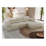 Narożnik z elektrycznym sterowaniem RILASSO L - strona prawa - beżowy, welwet