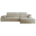 Narożnik z elektrycznym sterowaniem RILASSO L - strona prawa - beżowy, welwet