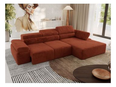 Narożnik z elektrycznym sterowaniem RILASSO L - strona prawa - pomarańczowy, plusz