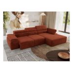 Narożnik z elektrycznym sterowaniem RILASSO L - strona prawa - pomarańczowy, plusz