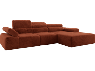 Narożnik z elektrycznym sterowaniem RILASSO L - strona prawa - pomarańczowy, plusz