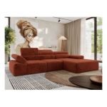 Narożnik z elektrycznym sterowaniem RILASSO L - strona prawa - pomarańczowy, plusz