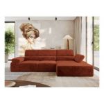 Narożnik z elektrycznym sterowaniem RILASSO L - strona prawa - pomarańczowy, plusz