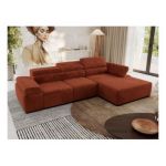 Narożnik z elektrycznym sterowaniem RILASSO L - strona prawa - pomarańczowy, plusz