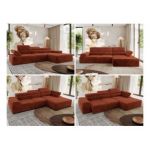 Narożnik z elektrycznym sterowaniem RILASSO L - strona prawa - pomarańczowy, plusz