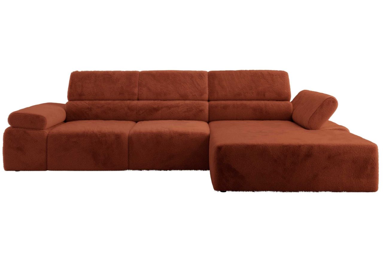 Narożnik z elektrycznym sterowaniem RILASSO L - strona prawa - pomarańczowy, plusz