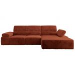 Narożnik z elektrycznym sterowaniem RILASSO L - strona prawa - pomarańczowy, plusz