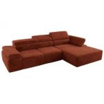 Narożnik z elektrycznym sterowaniem RILASSO L - strona prawa - pomarańczowy, plusz