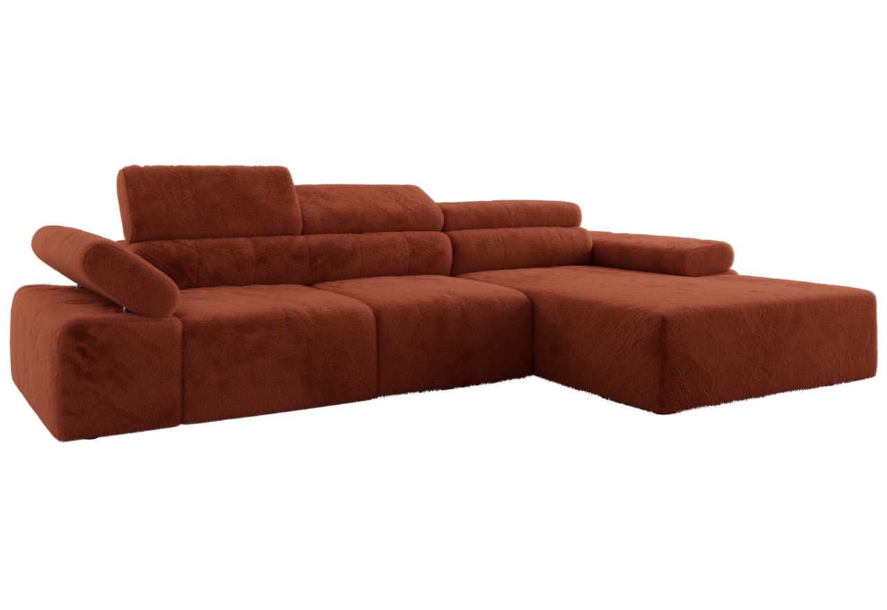 Narożnik z elektrycznym sterowaniem RILASSO L - strona prawa - pomarańczowy, plusz