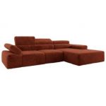 Narożnik z elektrycznym sterowaniem RILASSO L - strona prawa - pomarańczowy, plusz