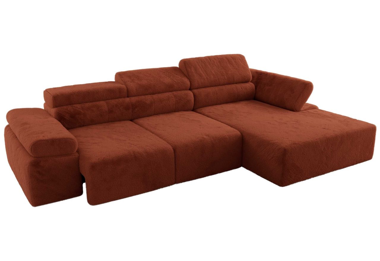 Narożnik z elektrycznym sterowaniem RILASSO L - strona prawa - pomarańczowy, plusz