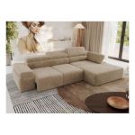 Narożnik z elektrycznym sterowaniem RILASSO L - strona prawa - beżowy, plusz