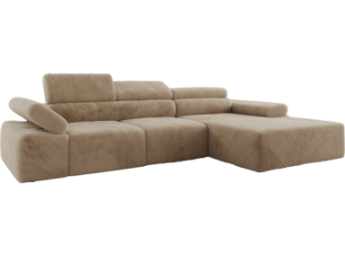 Narożnik z elektrycznym sterowaniem RILASSO L - strona prawa - beżowy, plusz