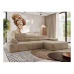 Narożnik z elektrycznym sterowaniem RILASSO L - strona prawa - beżowy, plusz