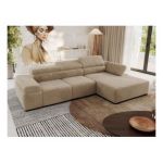 Narożnik z elektrycznym sterowaniem RILASSO L - strona prawa - beżowy, plusz