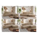 Narożnik z elektrycznym sterowaniem RILASSO L - strona prawa - beżowy, plusz