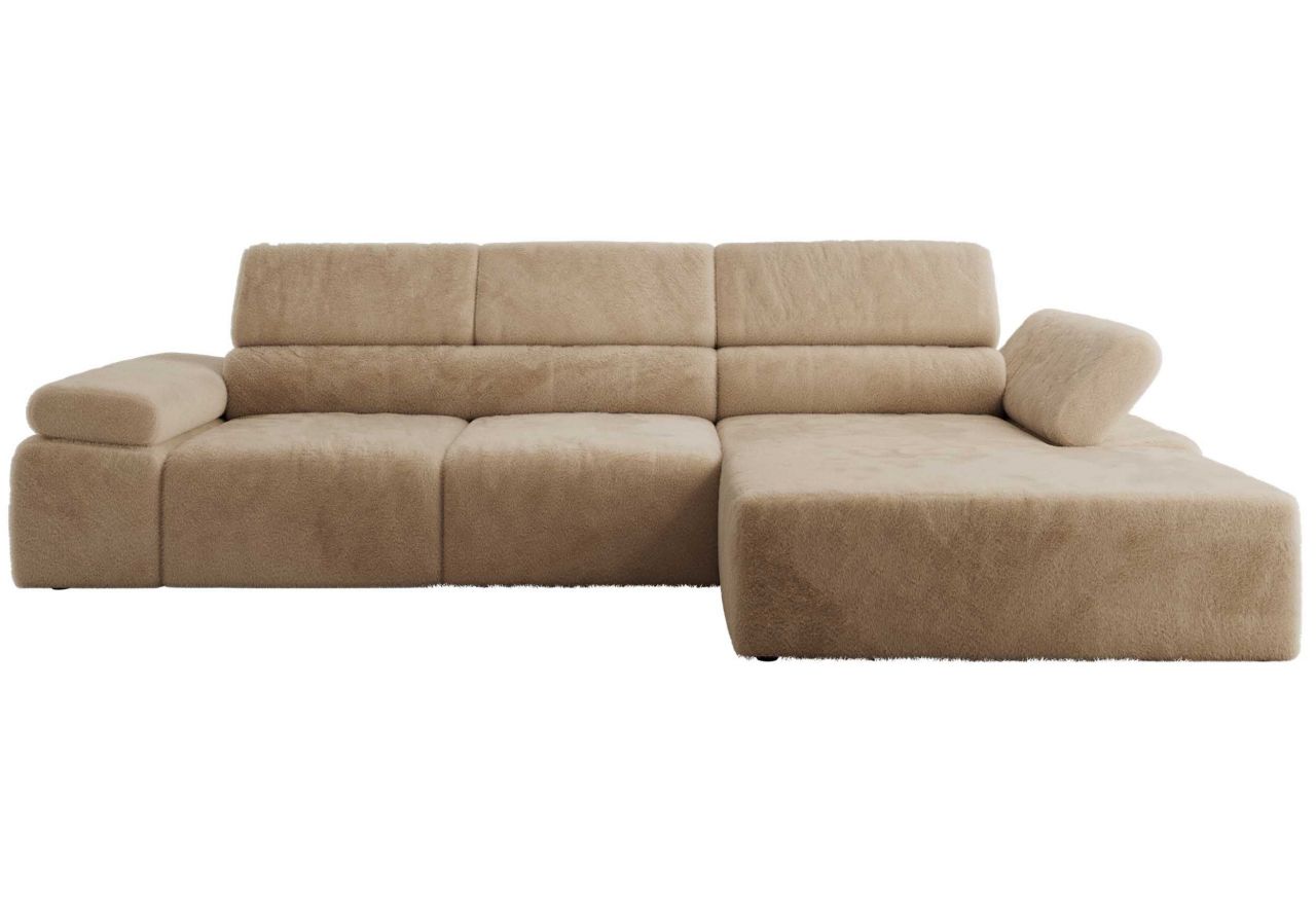 Narożnik z elektrycznym sterowaniem RILASSO L - strona prawa - beżowy, plusz