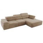 Narożnik z elektrycznym sterowaniem RILASSO L - strona prawa - beżowy, plusz