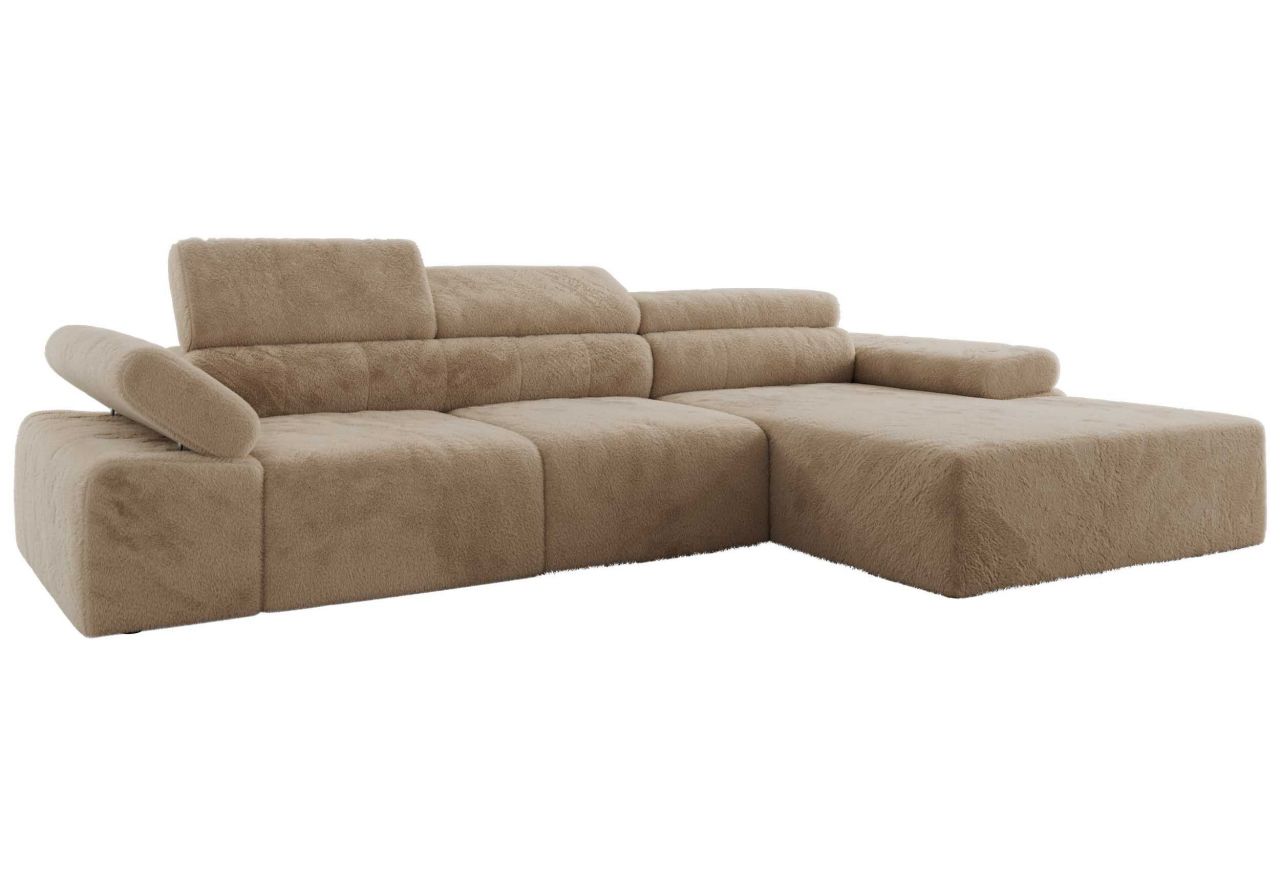 Narożnik z elektrycznym sterowaniem RILASSO L - strona prawa - beżowy, plusz