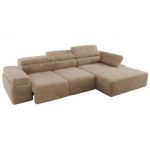 Narożnik z elektrycznym sterowaniem RILASSO L - strona prawa - beżowy, plusz