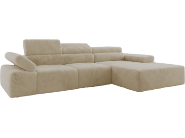 Narożnik z elektrycznym sterowaniem RILASSO L - strona prawa - kremowy, plusz