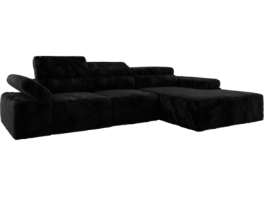 Narożnik z elektrycznym sterowaniem RILASSO L - strona prawa - czarny, plusz