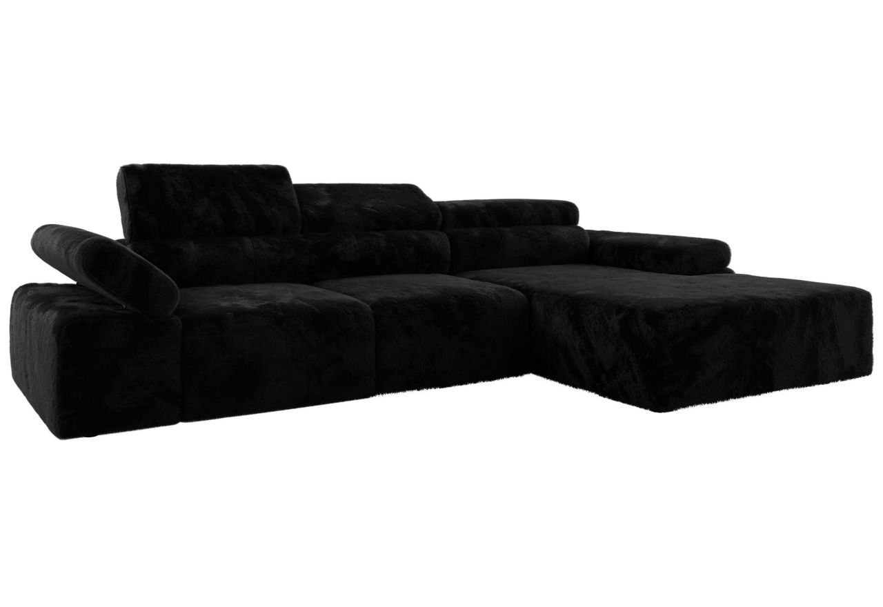 Narożnik z elektrycznym sterowaniem RILASSO L - strona prawa - czarny, plusz